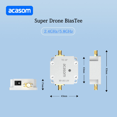 12 فولت سوبر طائرة بدون طيار التحيز Tee خسارة إدراج منخفضة ≤0.4dB للطاقة المدخلة ≤40dBm و 2.4-2.5GHz