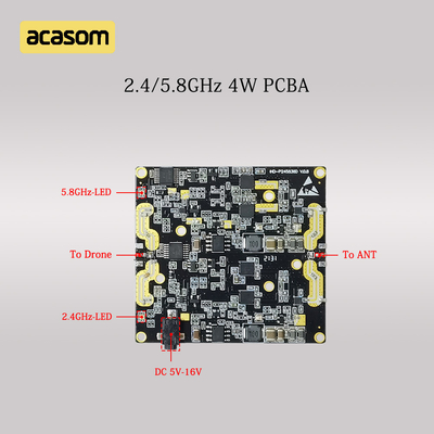 مجموعة مزدوجة 5.8GHz و 2.4GHz مكبر إشارة الراديو الراديوي 4W 36dBm لوحة PCBA لDC 12V